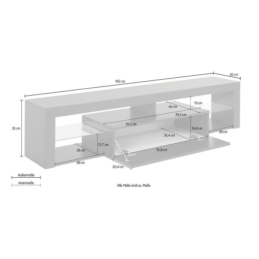 Casamati: Meuble TV moderne 160cm, portes et étagères.