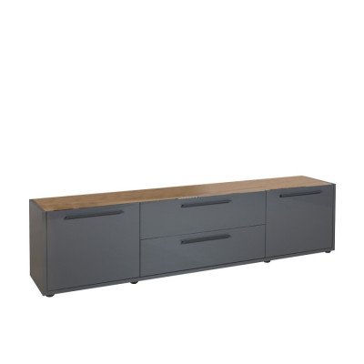 Casamati: Meuble TV industriel 200 cm, 2 portes, 2 tiroirs