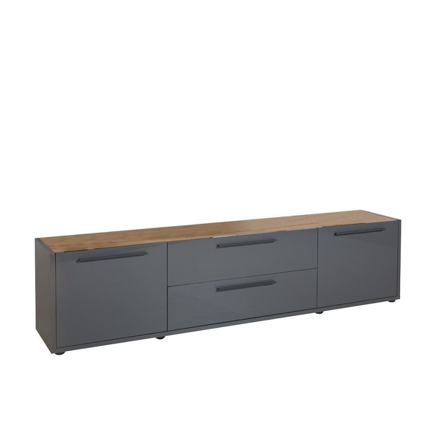 Casamati: Meuble TV industriel 200 cm, 2 portes, 2 tiroirs