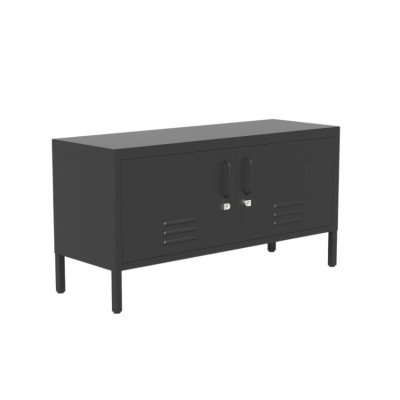 Casamati: Meuble TV industriel métal noir 115x40x60cm