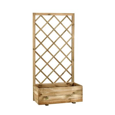 Casamati: Jardinière bois avec treillis 70x35x140cm