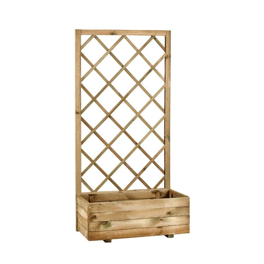Casamati: Jardinière bois avec treillis 70x35x140cm
