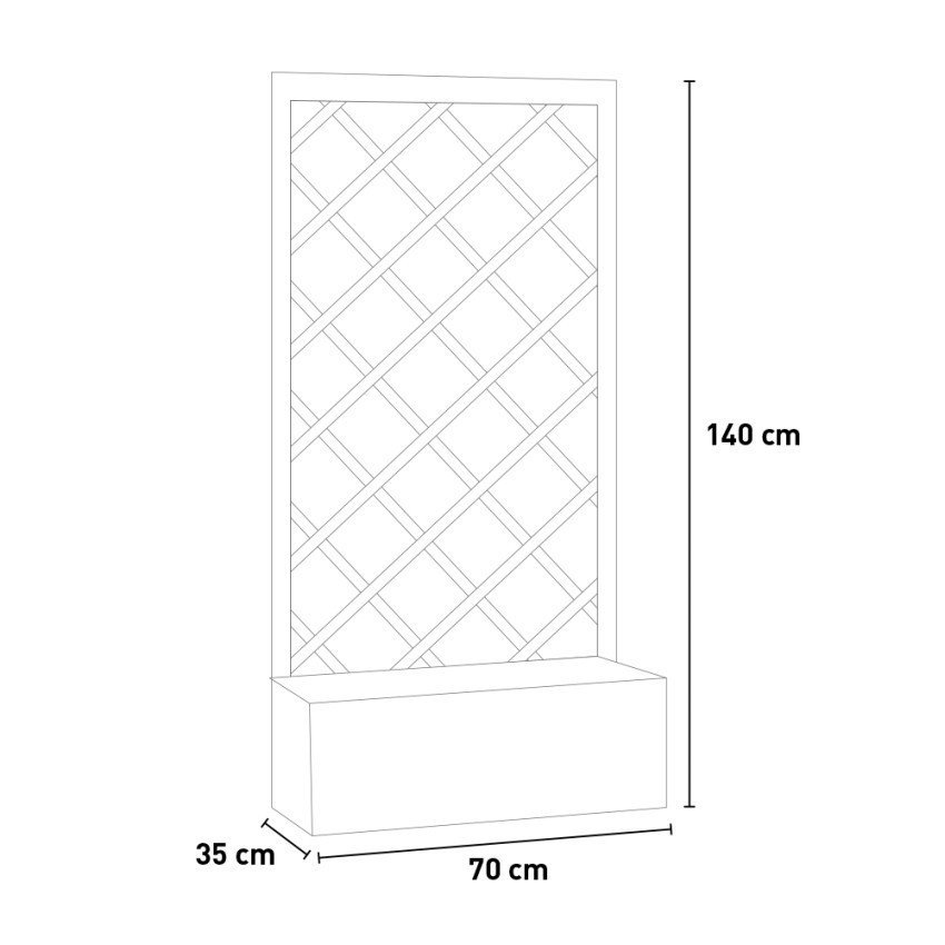 Casamati: Jardinière bois avec treillis 70x35x140cm