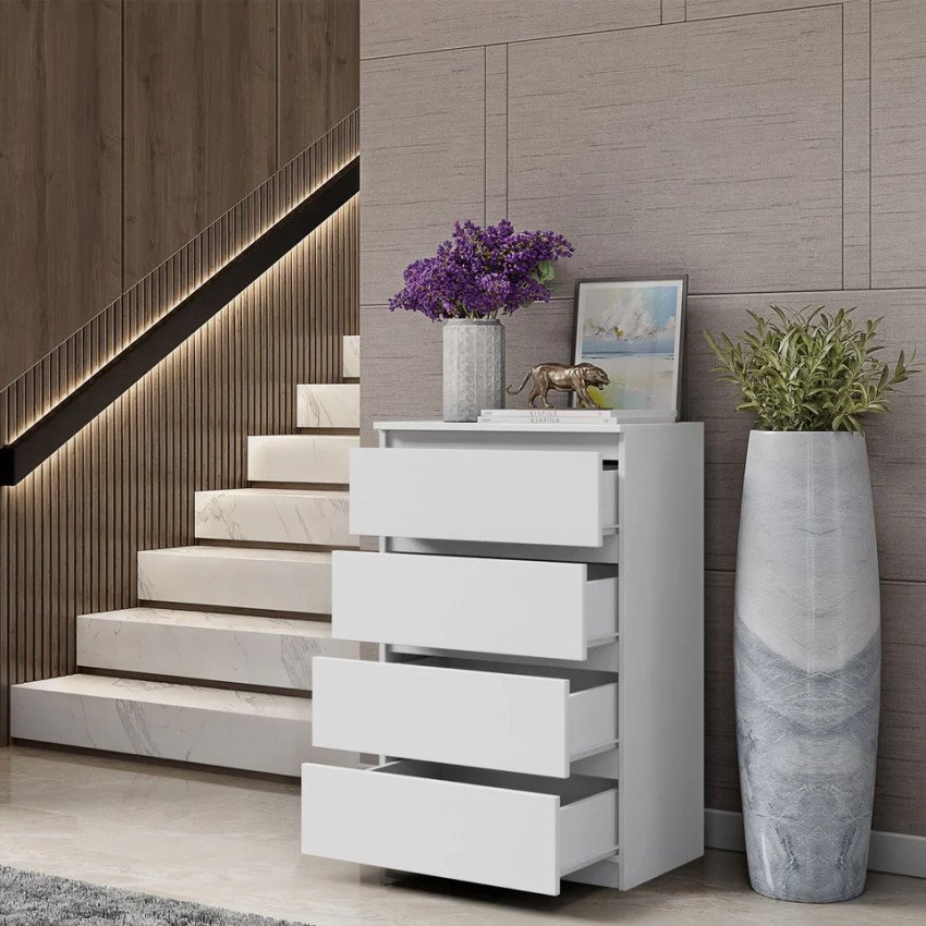 Cassettiera a 4 cassetti Comodino Credenza Marie