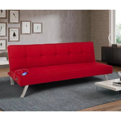 Canapé clic-clac 2 places tissu avec port USB Tasso